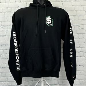 Bleacher Report Hoodie Hooded Sweatshirt Sports Long Sleeve Black Mens M Medium